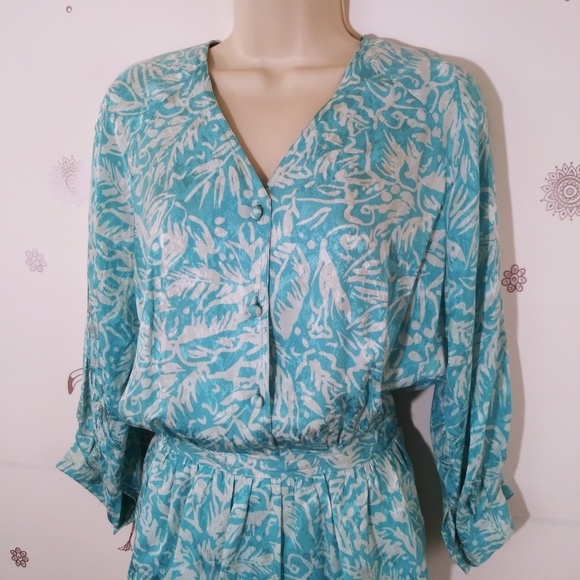 Cadaz Petite Size 12P Peplum Dress Pockets SILK - Picture 3 of 4